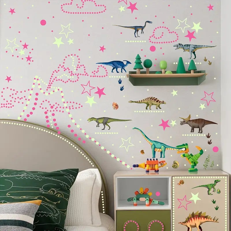 Glow in the dark dinosaur and ammonite wall stickers