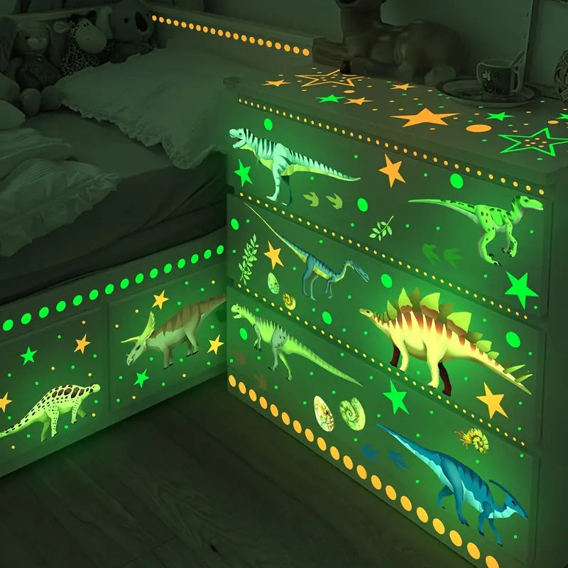 Glow in the dark dinosaur and ammonite wall stickers