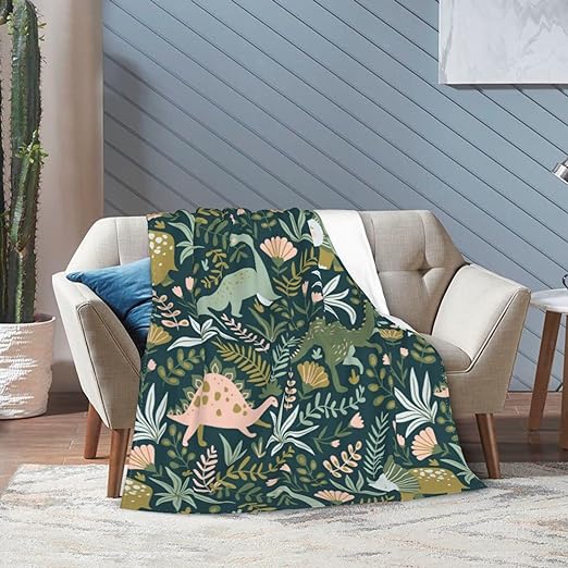 Floral Dinosaur Pattern Blanket