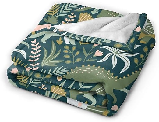Floral Dinosaur Pattern Blanket