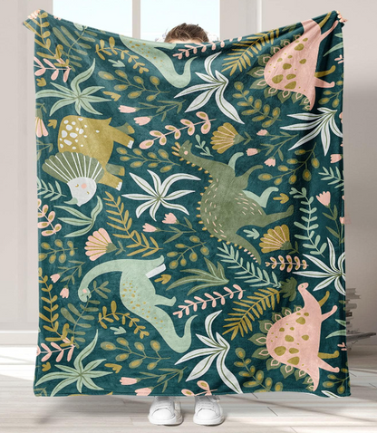 Dinosaur Floral Blanket