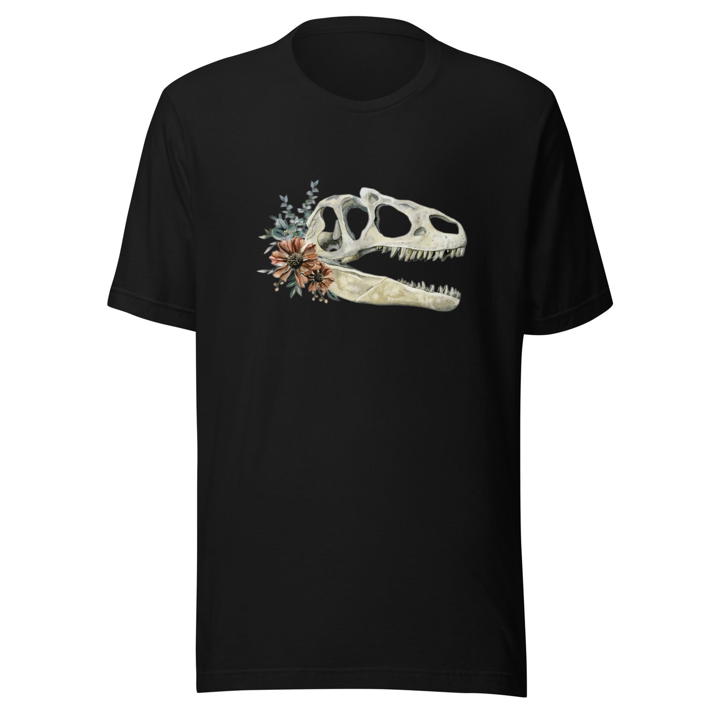 Floral Dinosaur Skull Unisex T-Shirt