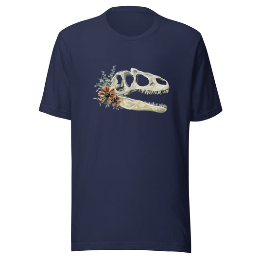 Floral Dinosaur Skull Unisex T-Shirt